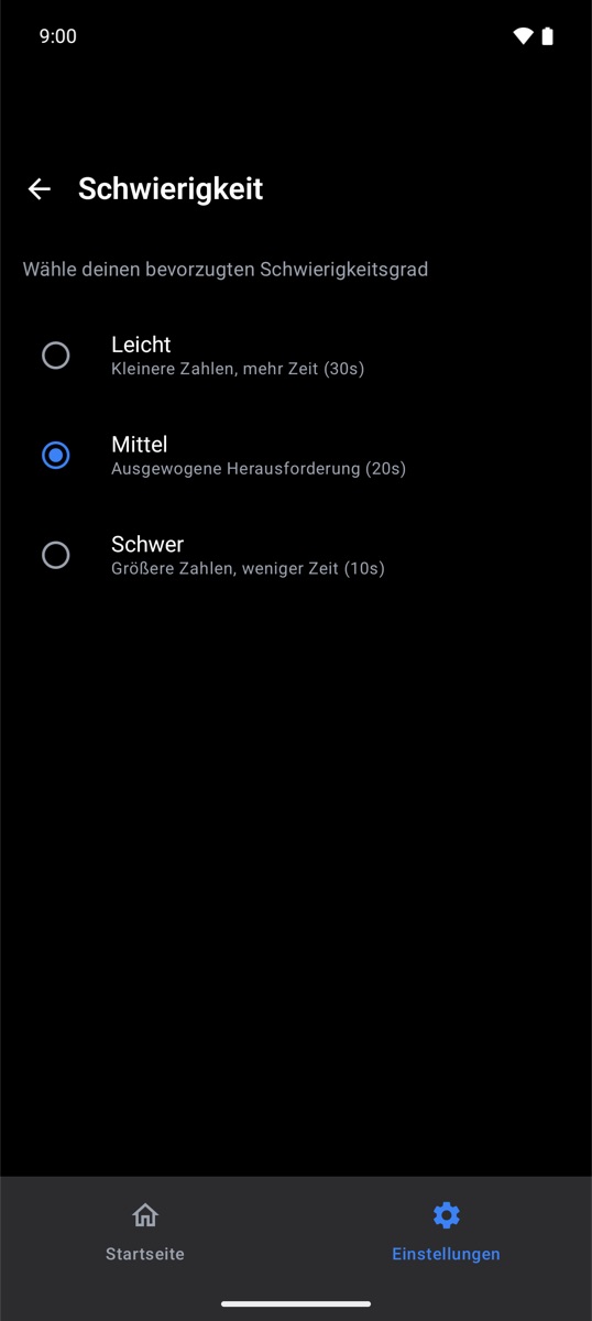 Einstellbarer Schwierigkeitsgrad