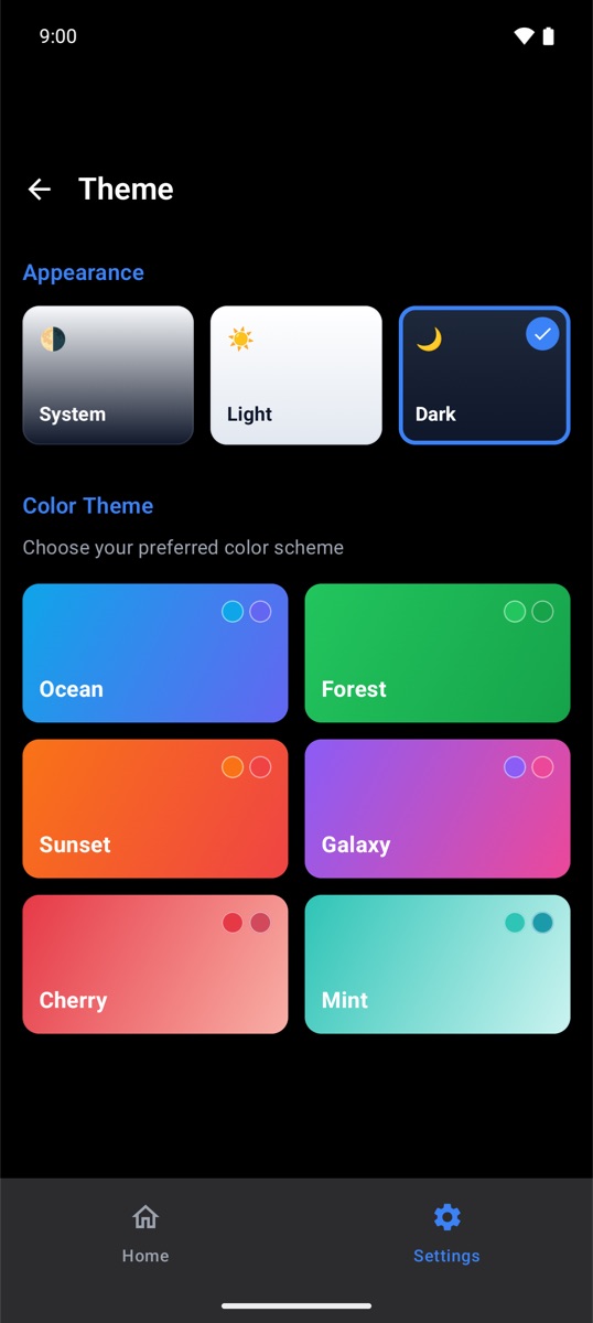 Themes and dark mode